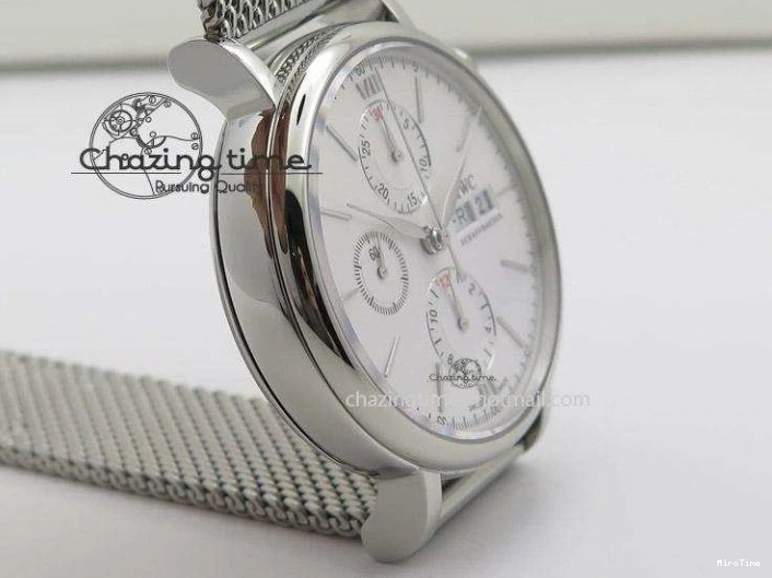 MIROTIME 0707 Portofino Chrono SS White Dial on SS Mesh Bracelet A Soft 7388